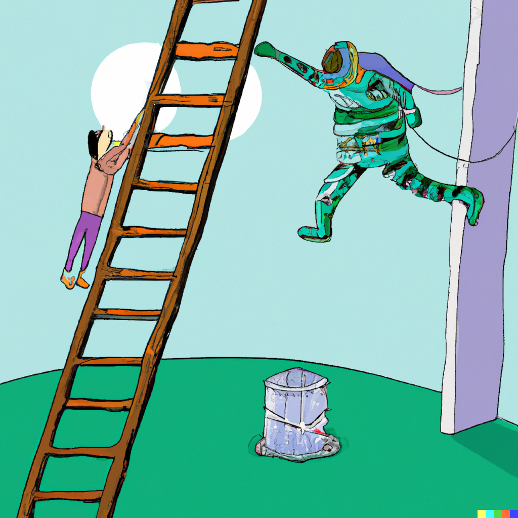 Man Ladder Astronaut